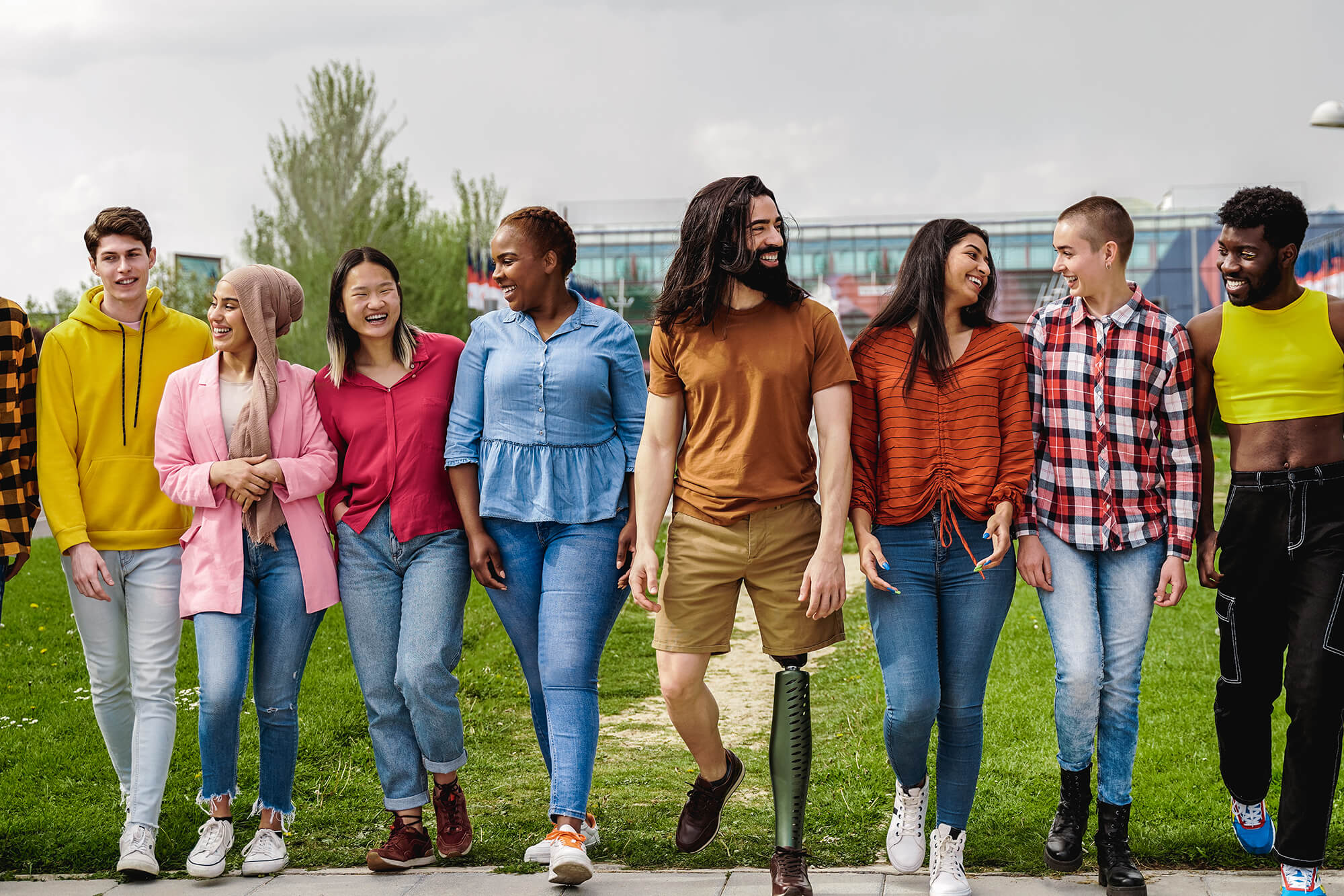 Diverse Happy Group of People having fun outdoor